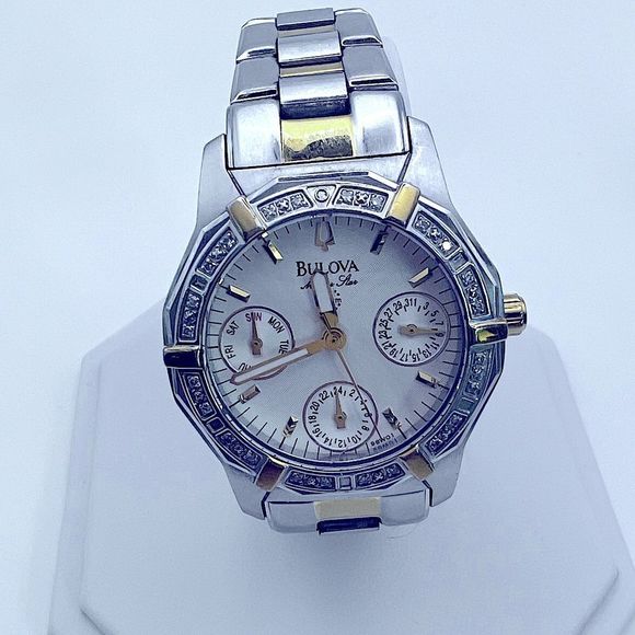 Bulova Other - Bulova 98W01Marine Star Diamond Bezel Watch Water Resistant Two Tone New Battery